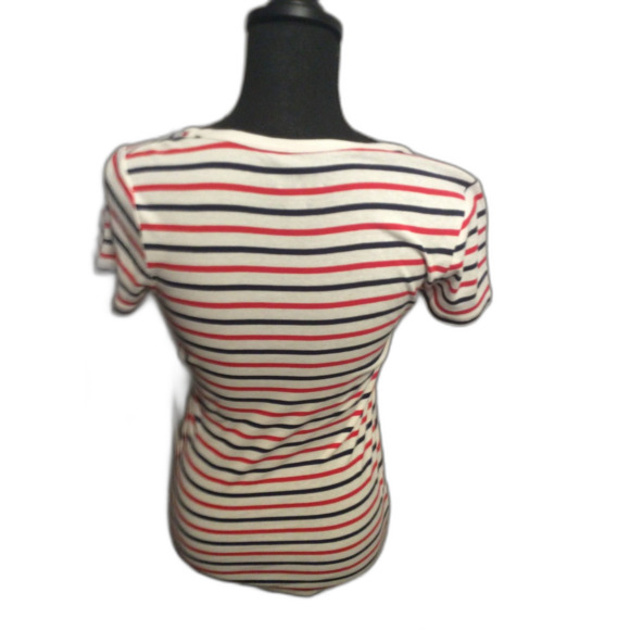 New NWT Caslon Patriotic Red White Blue Striped Tee Shirt Small Cotton - Picture 3 of 4